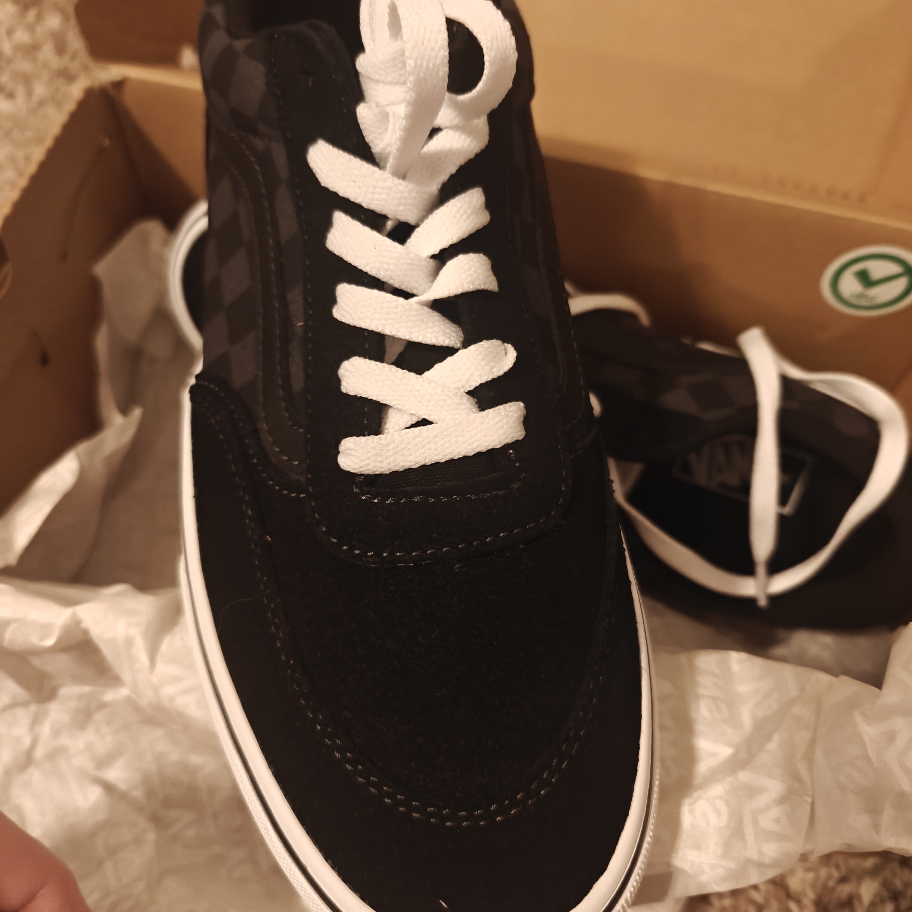 Vans Men's Black Checkered Lace Sneakers